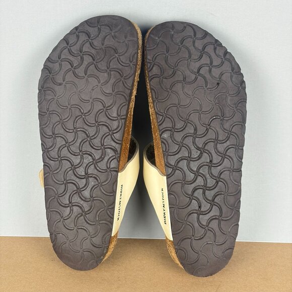 Birkenstock Gizeh Leather Toe Post Sandals Womens 10 Off White Cream Thong - Picture 7 of 9